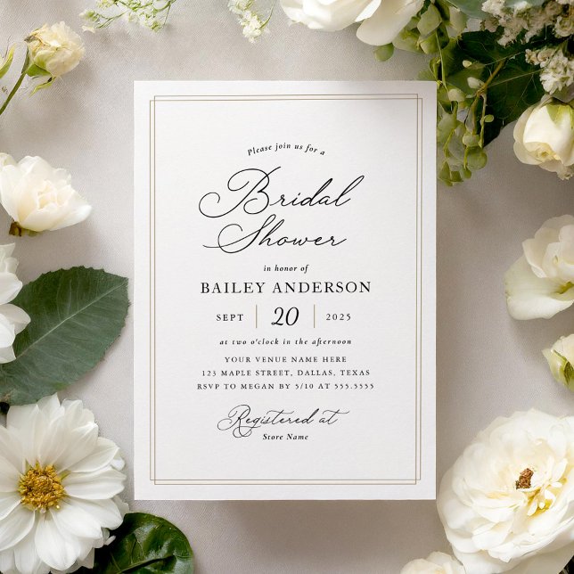 Elegant Formal Black and Gold Bridal Shower Invitation (Creator Uploaded)