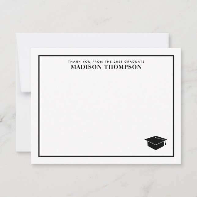 Elegant Formal Black Script Graduation Cap Card (Front)