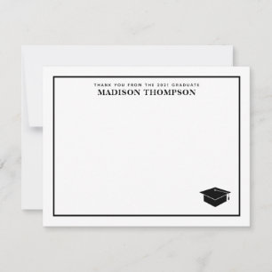 Elegant Formal Black Script Graduation Cap Card