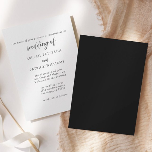 Elegant Formal Black & White Wedding Invitation  (Créateur téléchargé)