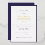 Elegant Formal Blue Frame Bar Bat Mitzvah Gold<br><div class="desc">Elegant Formal Blue Frame Bar Bat Mitzvah Gold Foil Invitation Template</div>