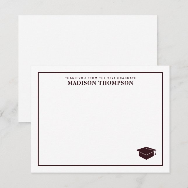 Elegant Formal Burgundy Script Graduation Cap Card (Front/Back)