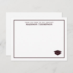 Elegant Formal Burgundy Script Graduation Cap Card