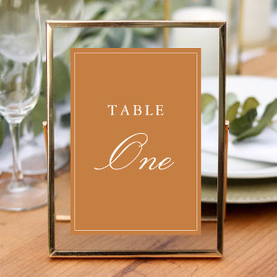 Elegant Formal Burnt Orange Wedding Table Number