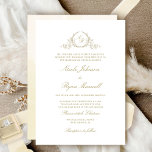Elegant Formal Champagne Monogram Wedding Invitation<br><div class="desc">Delight friends and family with this elegant wedding invitation showcasing exquisite fine hand drawn leafy botanical monogram with bride and groom's initials. Clean and simple design full of elegance and grace with hand written calligraphy details. Elegant design with parents names. Several card shape options to choose from. Part of our...</div>