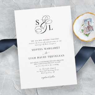 Elegant Formal Classic Monogram Wedding Invitation