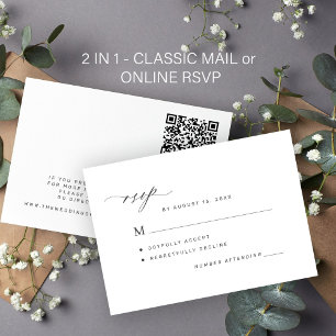Elegant formal classic or QR code online wedding  RSVP Card