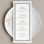 Elegant formal classic vintage wedding menu card<br><div class="desc">Vintage wedding menu card features decorative rustic vintage frame with monogram in neutral grey and gold colour,  and a vintage pattern on the back,  elegant and classic,  great for vintage wedding,  classic wedding,  and old fashioned wedding! 
See all the matching pieces in collection</div>