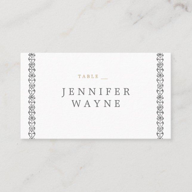 Elegant formal classic vintage wedding place cards (Front)