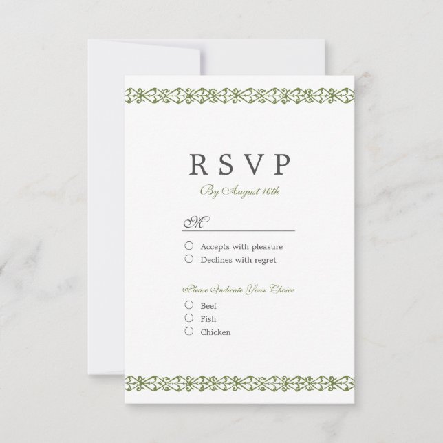 Elegant formal classic vintage wedding RSVP (Front)