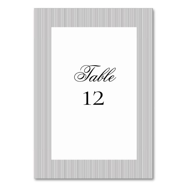 Elegant Formal Classic Wedding Details Table Number (Front)