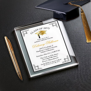 Elegant Formal College Graduation Party Faux Gold Acrylic Invitations