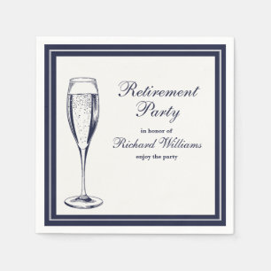 Elegant Formal Dark Bleu White Retirement  Napkin