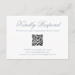 Elegant Formal Dusty Blue QR Code Wedding RSVP Card