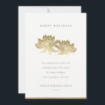 ELEGANT FORMAL FAUX GOLD LOTUS FLORAL BUSINESS  HOLIDAY CARD<br><div class="desc">If you need any further customisation please feel free to message me on yellowfebstudio@gmail.com.</div>