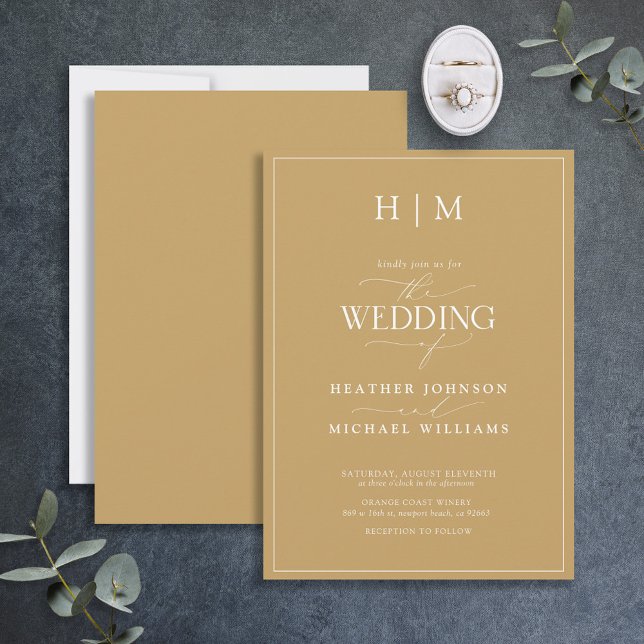 Elegant Formal Gold Calligraphy Wedding Invitation (Creator Uploaded)