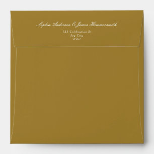 Elegant Formal Gold Ochre Script Wedding Envelope