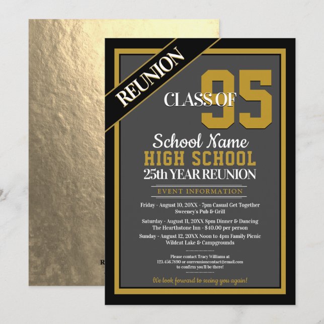 Élégant Formal High School Invitations de Réunion (Devant / Derrière)