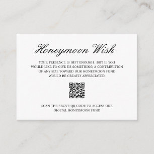 Elegant Formal Honeymoon Fund QR Code Wedding Enclosure Card