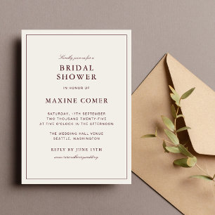 Elegant Formal Ivory & Burgundy Bridal Shower Invitation