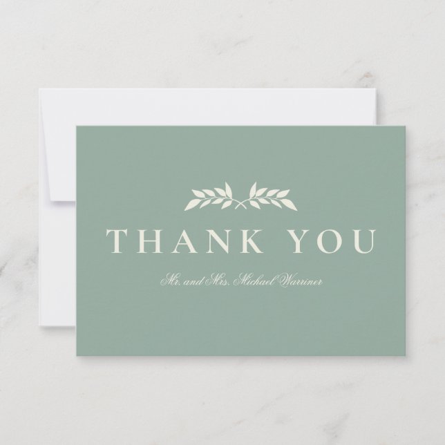 Elegant Formal Laurel Thank You Card (Front)
