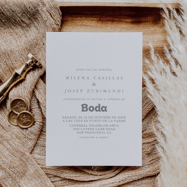 Elegant Formal Minimal Spanish Wedding Invitation (Creator Uploaded)