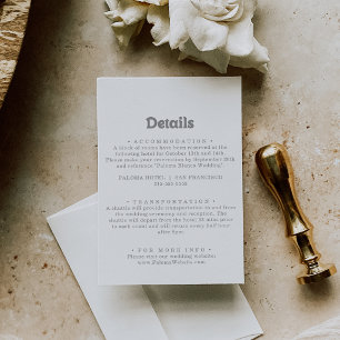 Elegant Formal Minimal Wedding Details Enclosure Card