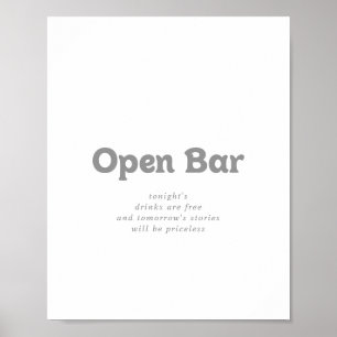 Elegant Formal Minimal Wedding Open Bar Sign