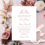 Elegant Formal Monogram Dusty Rose Wedding Invitation<br><div class="desc">Delight friends and family with this elegant wedding invitation showcasing exquisite fine hand drawn leafy botanical monogram with bride and groom's initials. Clean and simple design full of elegance and grace with hand written calligraphy details. Elegant design with parents names. Several card shape options to choose from. Part of our...</div>