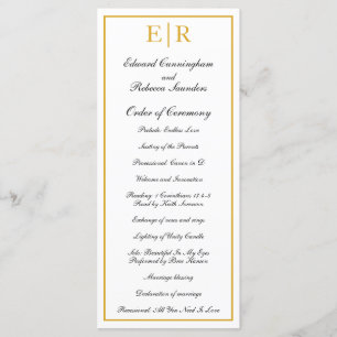 Elegant Formal Monogram Gold Wedding Program