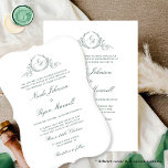 Elegant Formal Monogram Green Wedding Invitation<br><div class="desc">Delight friends and family with this elegant wedding invitation showcasing exquisite fine hand drawn leafy botanical monogram with bride and groom's initials. Clean and simple design full of elegance and grace with hand written calligraphy details. Elegant design with parents names. Several card shape options to choose from. Part of our...</div>