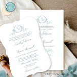 Elegant Formal Monogram Sea Glass Wedding Invitation<br><div class="desc">Delight friends and family with this elegant wedding invitation showcasing exquisite fine hand drawn leafy botanical monogram with bride and groom's initials. Clean and simple design full of elegance and grace with hand written calligraphy details. Elegant design with parents names. Several card shape options to choose from. Part of our...</div>