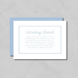 Elegant Formal Powder Blue Script Wedding Detail Enclosure Card