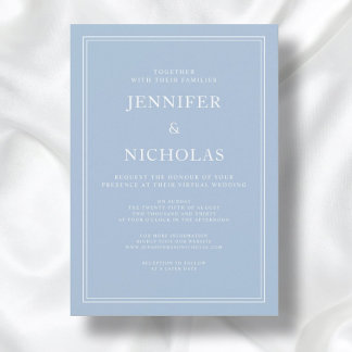 Elegant Formal Powder Blue Virtual Wedding Invitation
