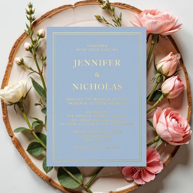 Elegant Formal Powder Blue Wedding Gold (Elegant Formal Powder Blue Wedding Gold Foil Invitation)