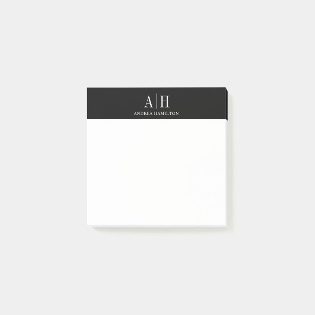 Elegant Formal Professional Two Monogram Post-it N Post-it Notes (Front)