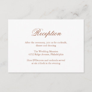 Elegant Formal Reception Terracotta Wedding Enclosure Card