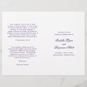 Élégant Formal Royal Purple Programme de mariage p