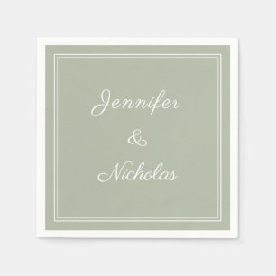 Elegant Formal Sage Green Script Wedding Napkin