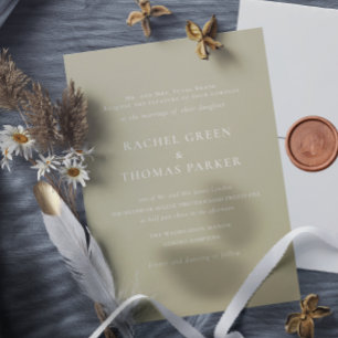 Elegant Formal Sage Minimalist Monogram Wedding  Invitation