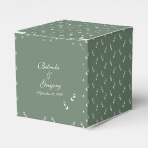 Elegant Formal Sage Olive Green Script Wedding Favor Box
