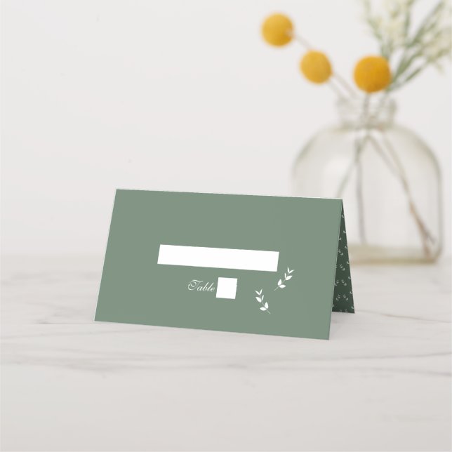 Elegant Formal Sage Olive Green Script Wedding Place Card (Front)