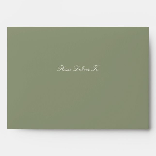 Elegant Formal Script Cream Sage Green The Wedding Envelope (Front)