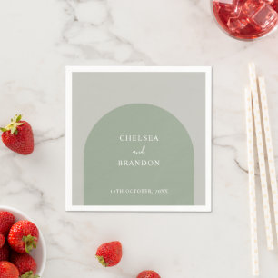 Elegant Formal Script Sage Green Arch Boho Wedding Napkin