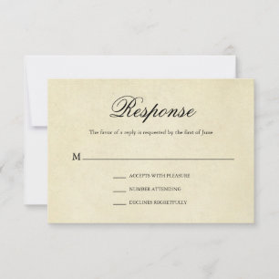 Elegant Formal Traditional Vintage Wedding RSVP Card