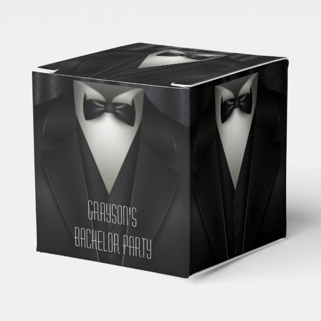 Elegant Formal Tuxedo Bachelor Party Favor Box (Front Side)