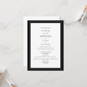 Elegant Formal Wedding Both Sets Parents B/W Invitation