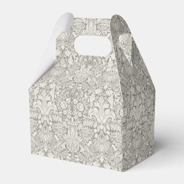 elegant formal white damask lace brocade favor box (Front Side)