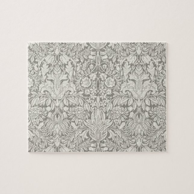 elegant formal white damask lace brocade jigsaw puzzle (Horizontal)