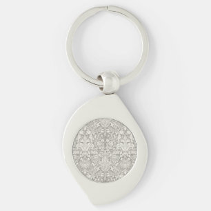 elegant formal white damask lace brocade keychain